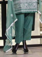 SNSC Embroidered Lawn Suits Stitched 3 Piece - SNSC25FE C117 SEA GREEN